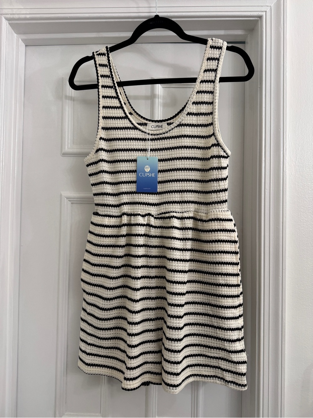 Cupshe Girls Black and White Striped Tank Knit Dress
